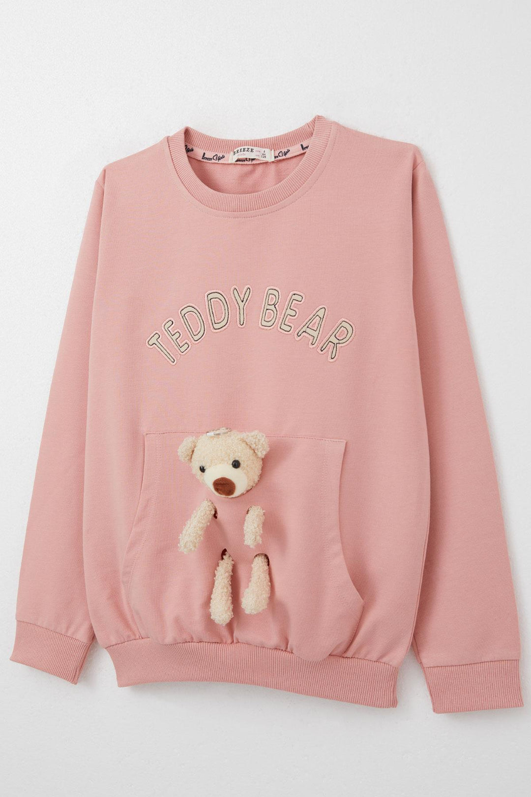 BRE Breeze Girl Child Tracksuit with Bear Accessory Embroidered Writing 5-9 Years, Rose Pink - Spring Hill