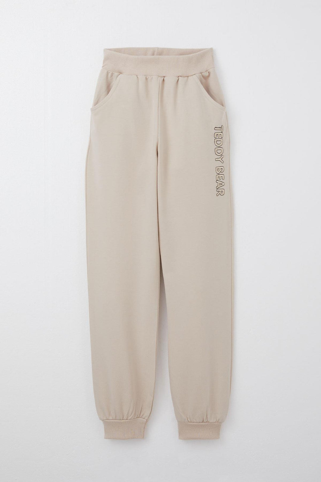 BRE Breeze Girl Child Tracksuit with Teddy Bear Accessory Embroidered Writing 5-9 Years, Beige - Halton Hills