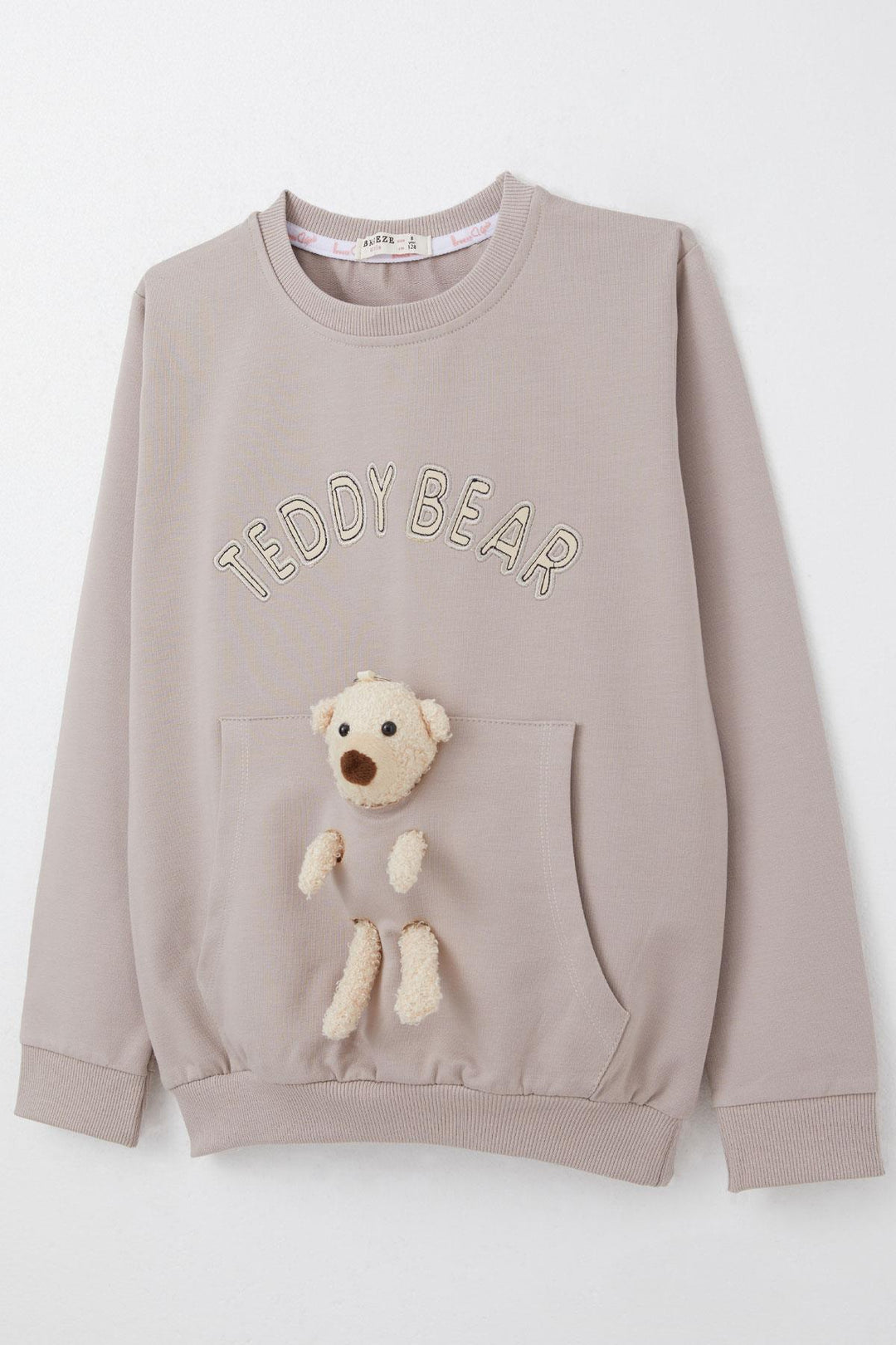 BRE Breeze Girl Child Tracksuit Set with Bear Accessories Embroidered Writing 5-9 Years, Mink - Toulon