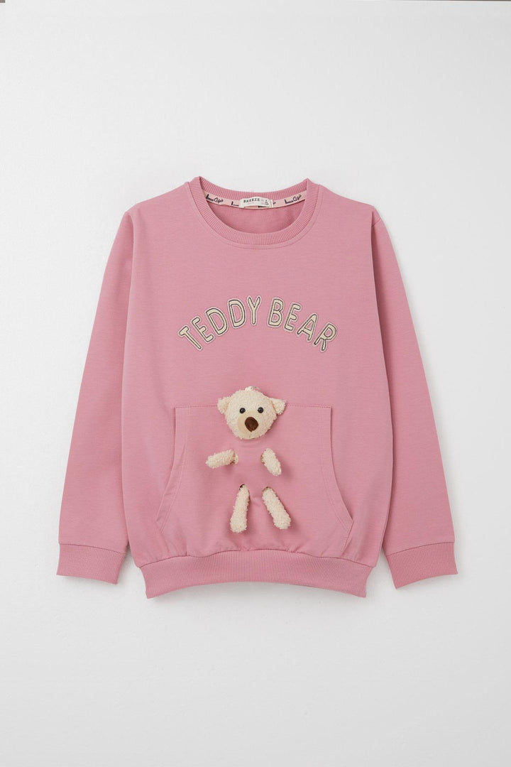 BRE Breeze Girl Child Tracksuit with Bear Accessory Embroidered Writing 5-9 Years, Rose Pink - McMinnville