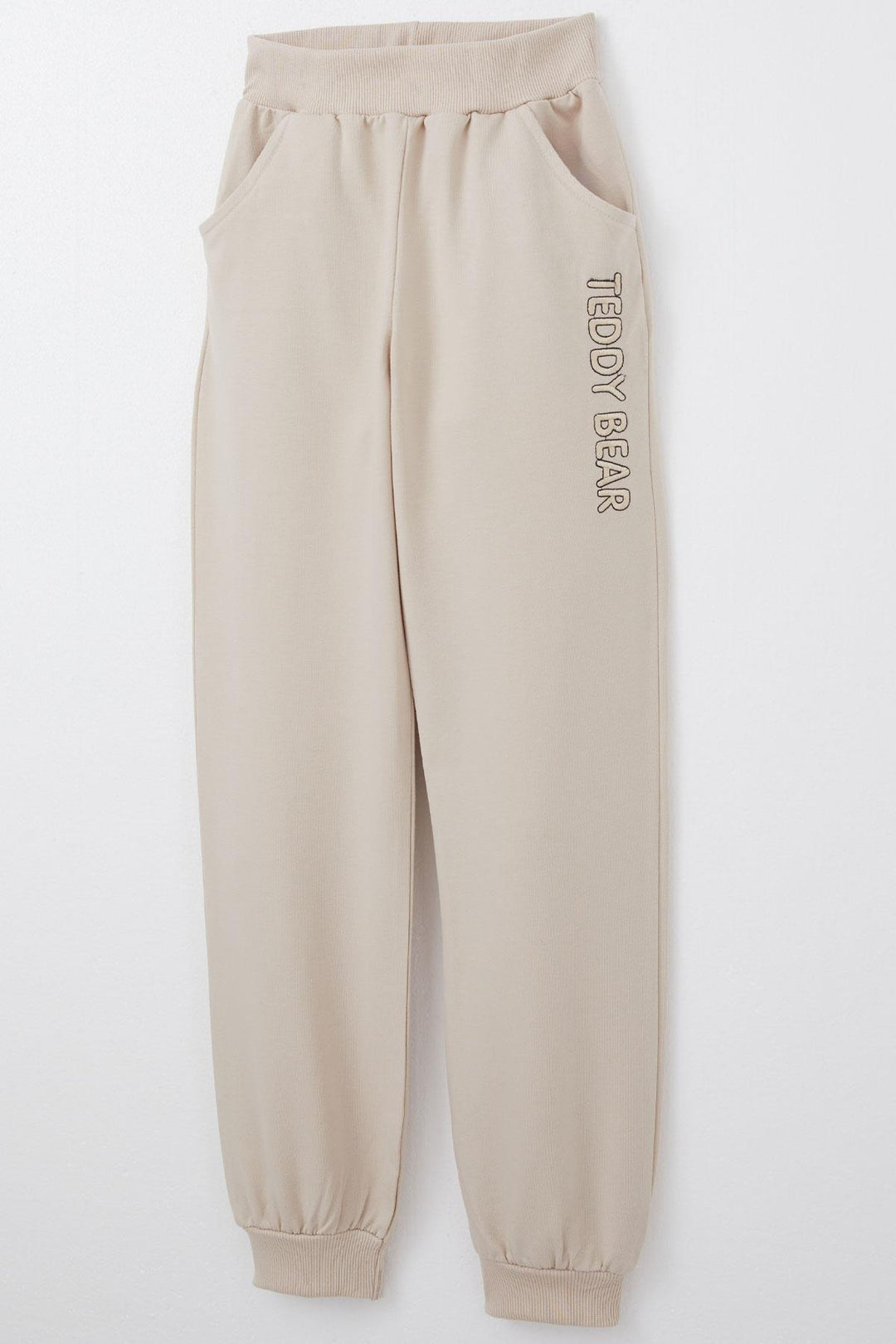 BRE Breeze Girl Child Tracksuit with Teddy Bear Accessory Embroidered Writing 5-9 Years, Beige - Halton Hills