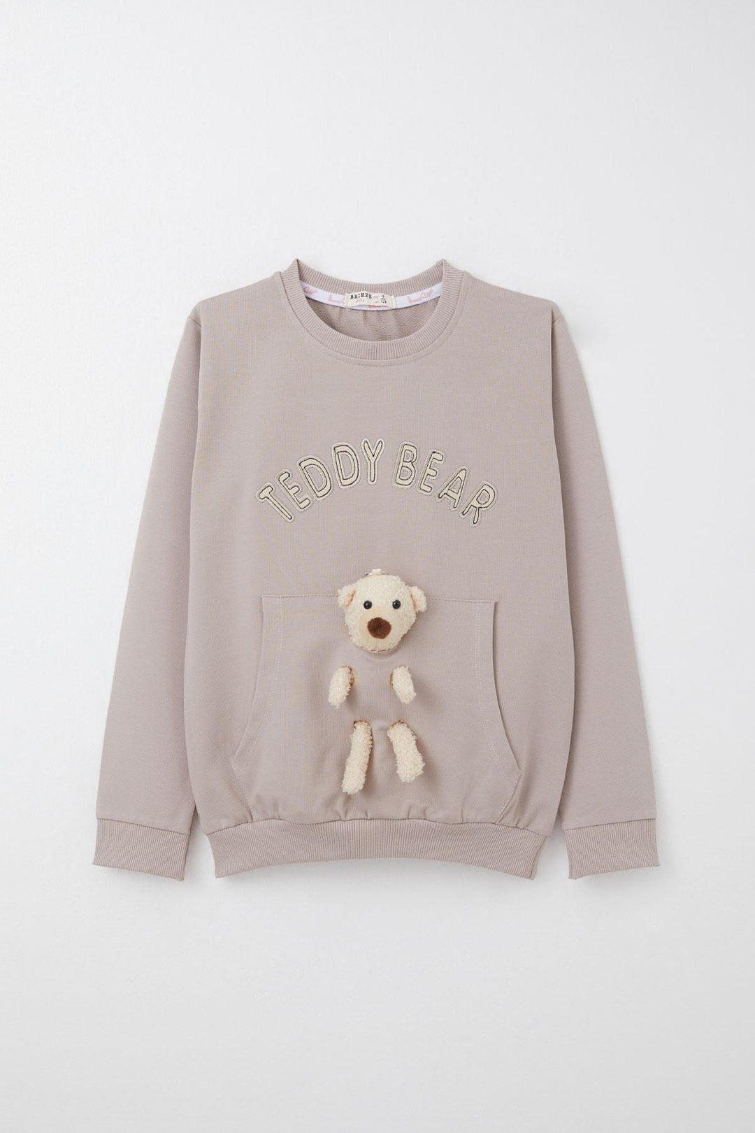 BRE Breeze Girl Child Tracksuit Set with Bear Accessories Embroidered Writing 5-9 Years, Mink - Toulon