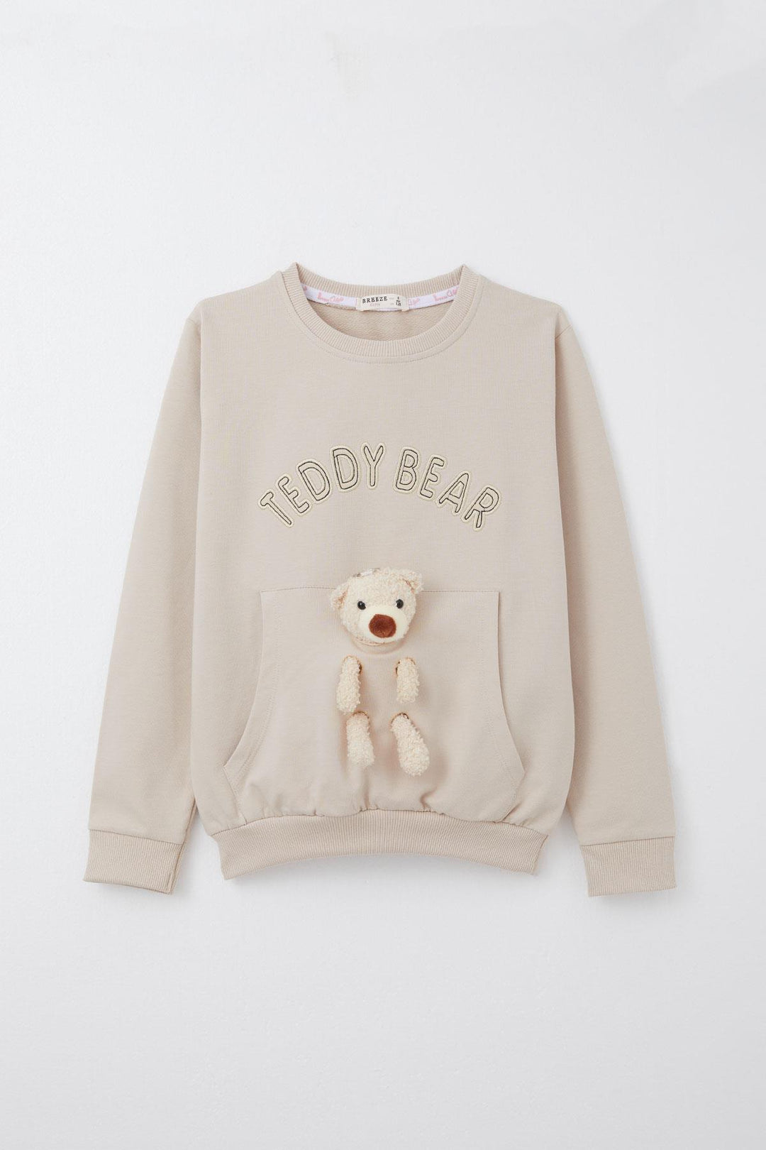BRE Breeze Girl Child Tracksuit with Teddy Bear Accessory Embroidered Writing 5-9 Years, Beige - Halton Hills