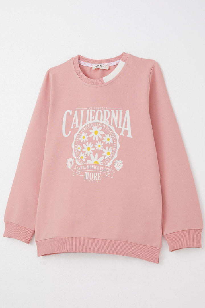 BRE Breeze Girl Child Tracksuit Flower Printed Wide Leg Slit 50 Years, Rose Pink - Utrera