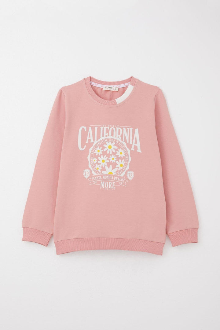 BRE Breeze Girl Child Tracksuit Flower Printed Wide Leg Slit 50 Years, Rose Pink - Utrera
