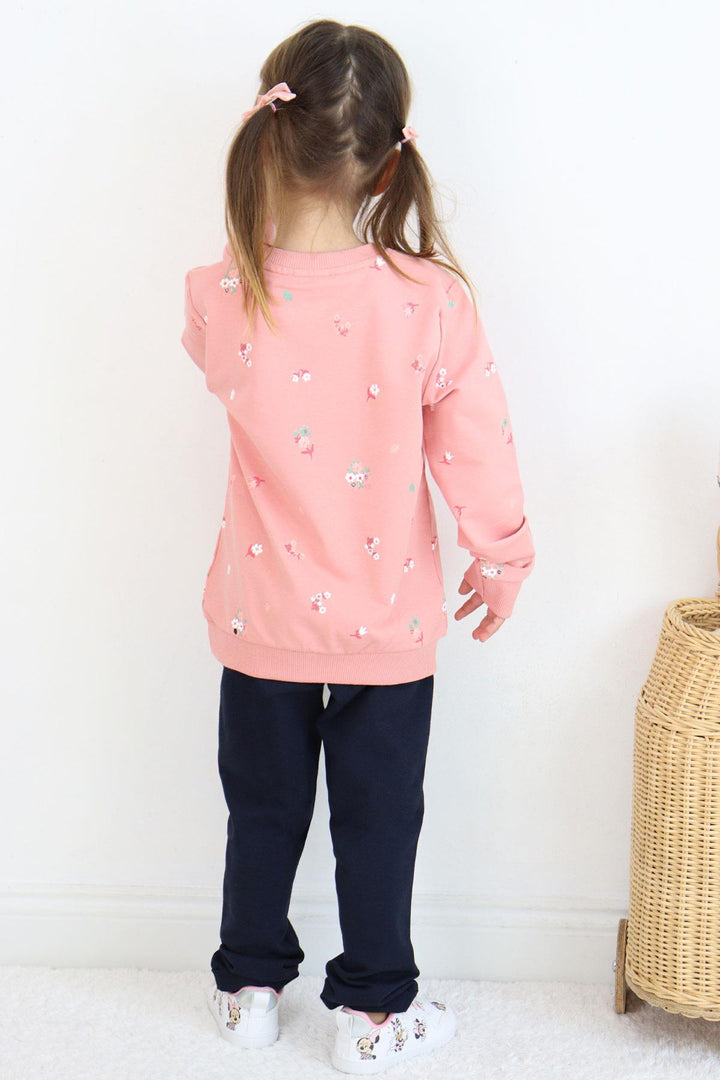 BRE Breeze Girl Child Tracksuit Set with Flower Pattern Print 1-4 Years, Rose Pink - Hicksville