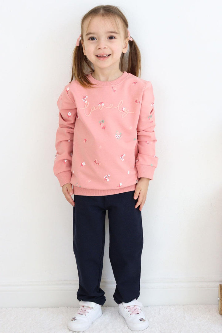 BRE Breeze Girl Child Tracksuit Set with Flower Pattern Print 1-4 Years, Rose Pink - Hicksville