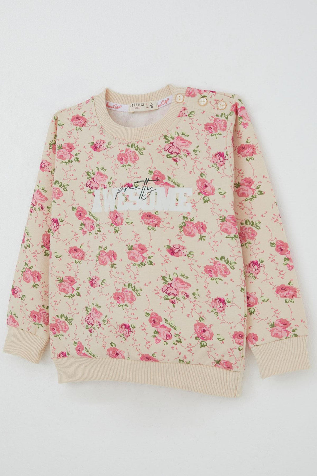 BRE Breeze Girl Child Tracksuit Flower Patterned 1.5-5 Years, Beige - Charlotte