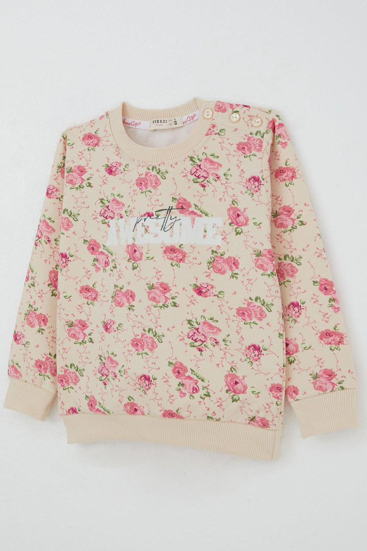 BRE Breeze Girl Child Tracksuit Flower Patterned 1.5-5 Years, Beige - Charlotte