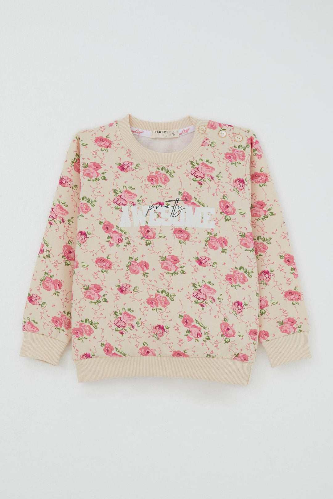 BRE Breeze Girl Child Tracksuit Flower Patterned 1.5-5 Years, Beige - Charlotte