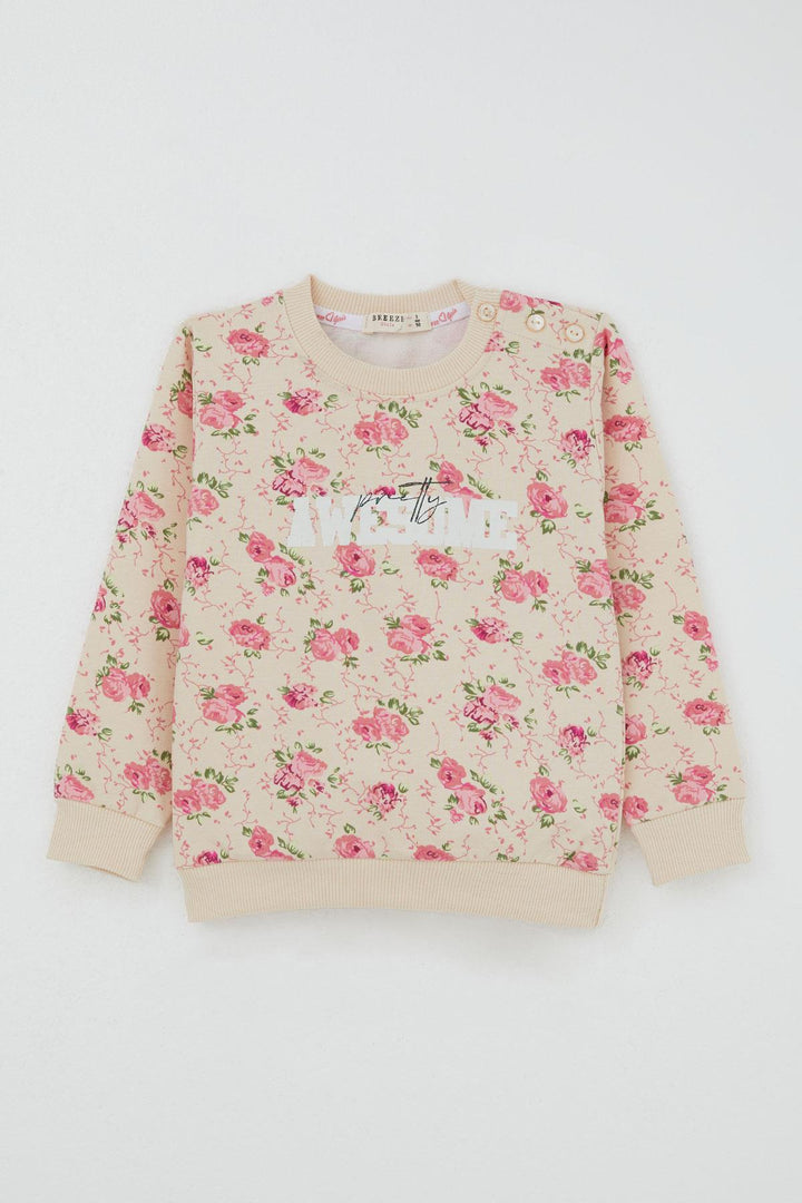 BRE Breeze Girl Child Tracksuit Flower Patterned 1.5-5 Years, Beige - Charlotte
