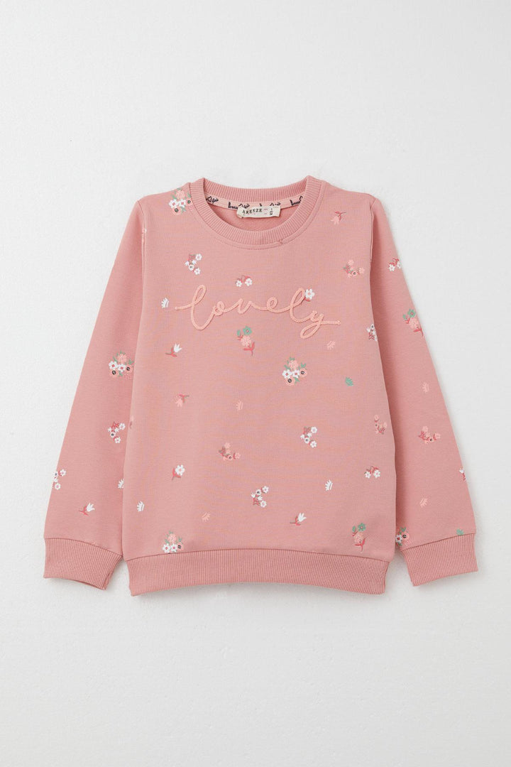 BRE Breeze Girl Child Tracksuit Set with Flower Pattern Print 1-4 Years, Rose Pink - Hicksville