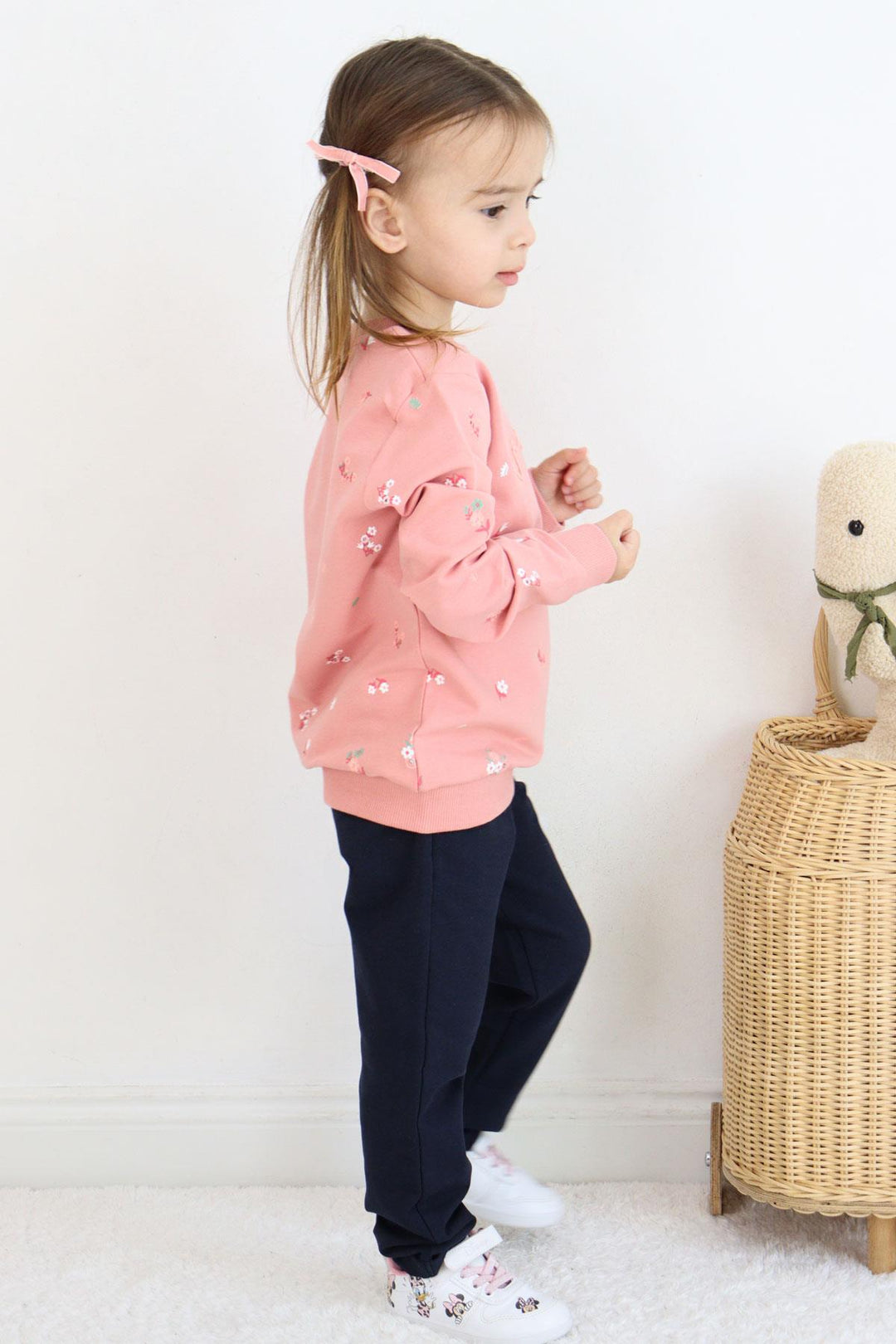 BRE Breeze Girl Child Tracksuit Set with Flower Pattern Print 1-4 Years, Rose Pink - Hicksville