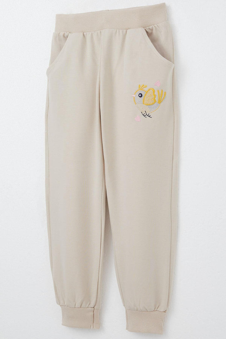 BRE Breeze Girl Child Tracksuit Flower & Bird Embroidered 1.5-5 Years, Beige - Gosport