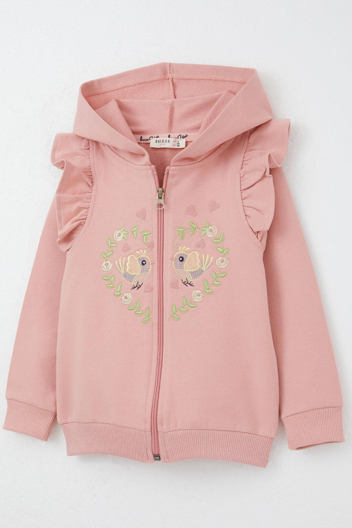 BRE Breeze Girl Child Tracksuit Set Flower & Bird Embroidered 1.5-5 Years, Rose Pink - Backnang