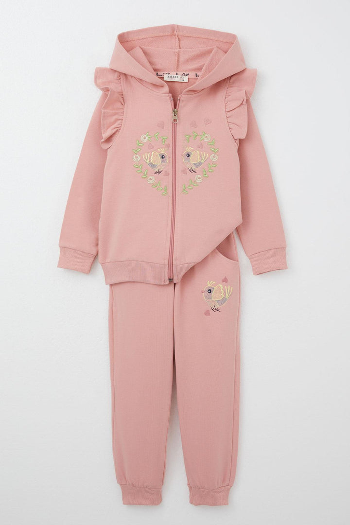 BRE Breeze Girl Child Tracksuit Set Flower & Bird Embroidered 1.5-5 Years, Rose Pink - Backnang