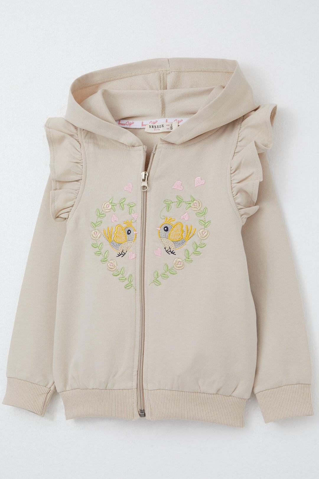 BRE Breeze Girl Child Tracksuit Flower & Bird Embroidered 1.5-5 Years, Beige - Gosport