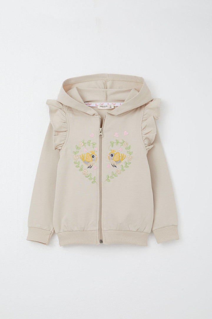 BRE Breeze Girl Child Tracksuit Flower & Bird Embroidered 1.5-5 Years, Beige - Gosport