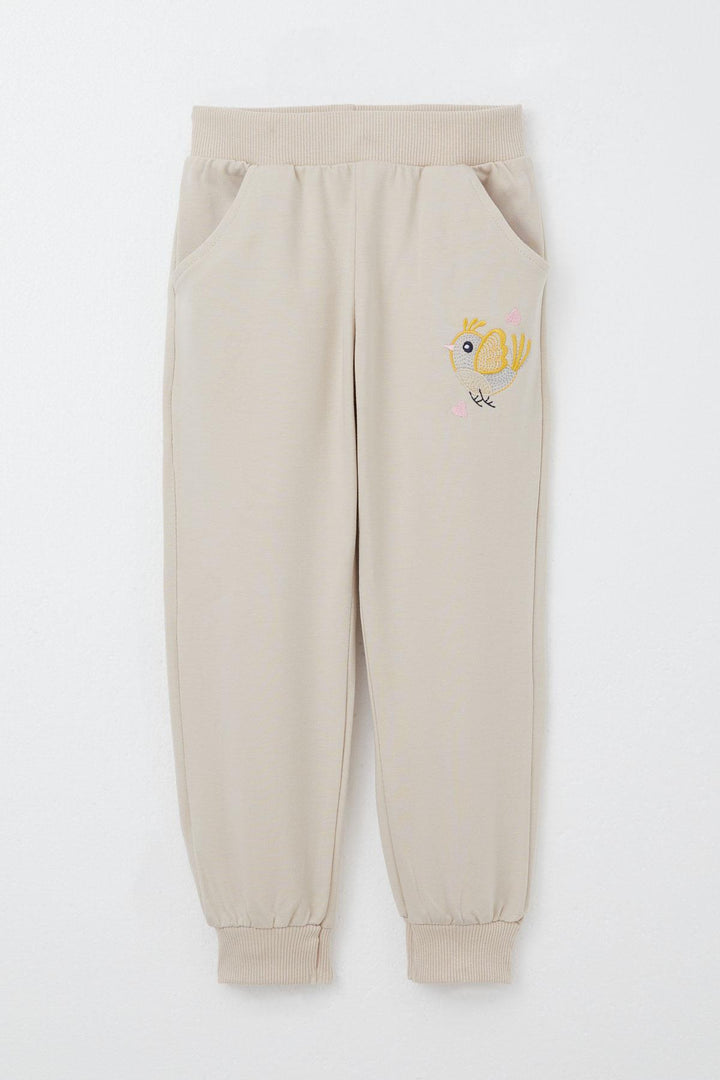 BRE Breeze Girl Child Tracksuit Flower & Bird Embroidered 1.5-5 Years, Beige - Gosport