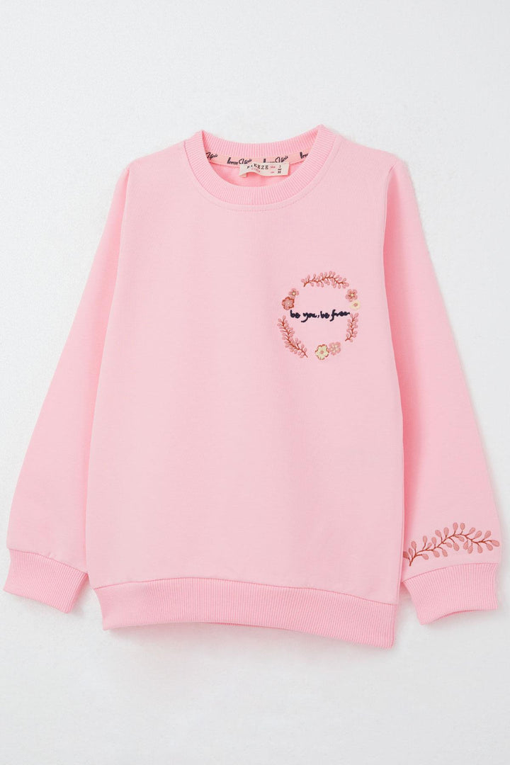 BRE Breeze Girl Child Tracksuit with Flower Embroidery, 1.5-5 Years, Pink - Yonkers