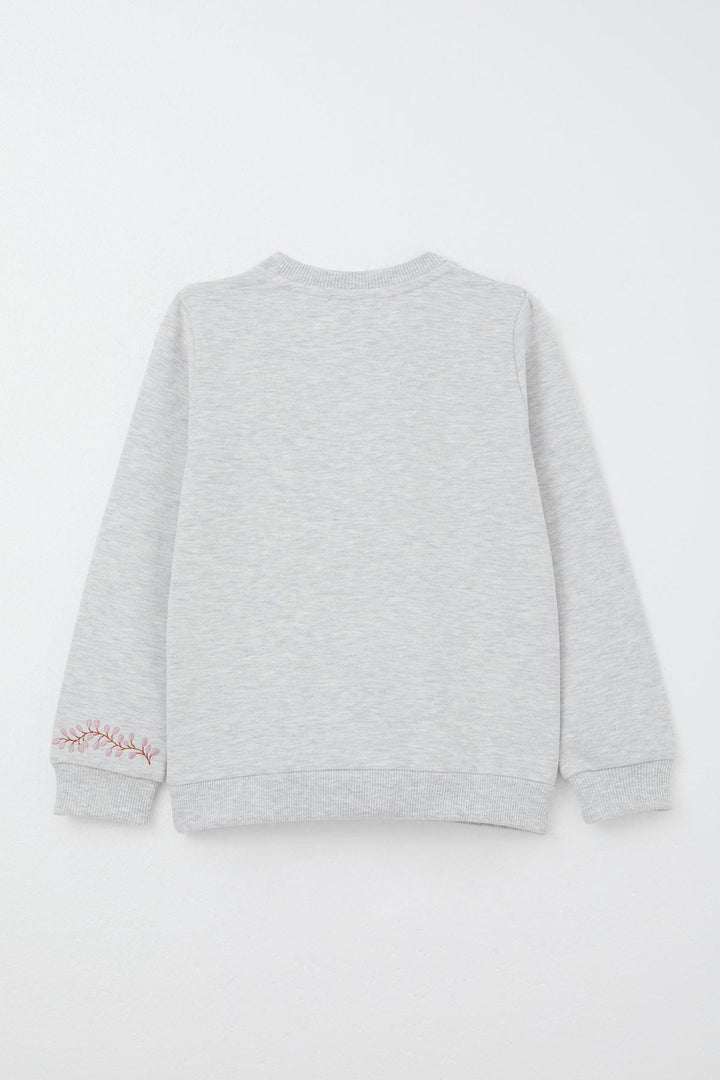 BRE Breeze Girl Child Tracksuit with Flower Embroidery 1.5-5 Years, Light Grey Melange - Council Bluffs