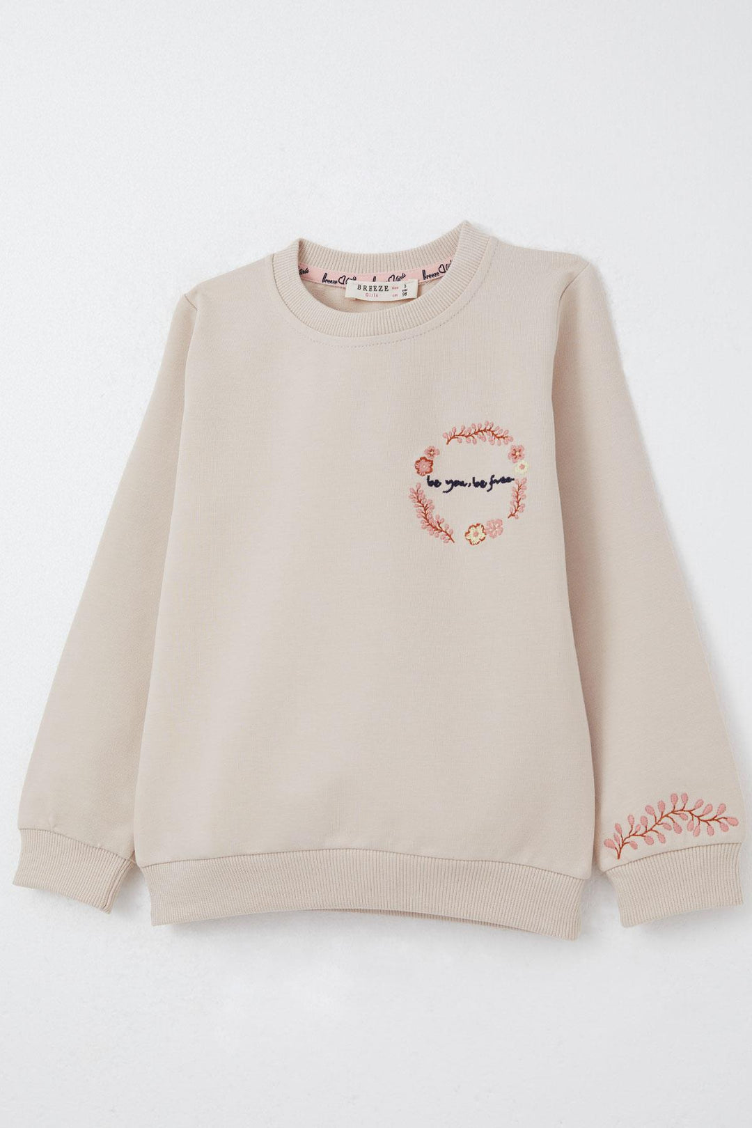 BRE Breeze Girl Child Tracksuit with Flower Embroidery, 1.5-5 Years, Beige - Flagstaff