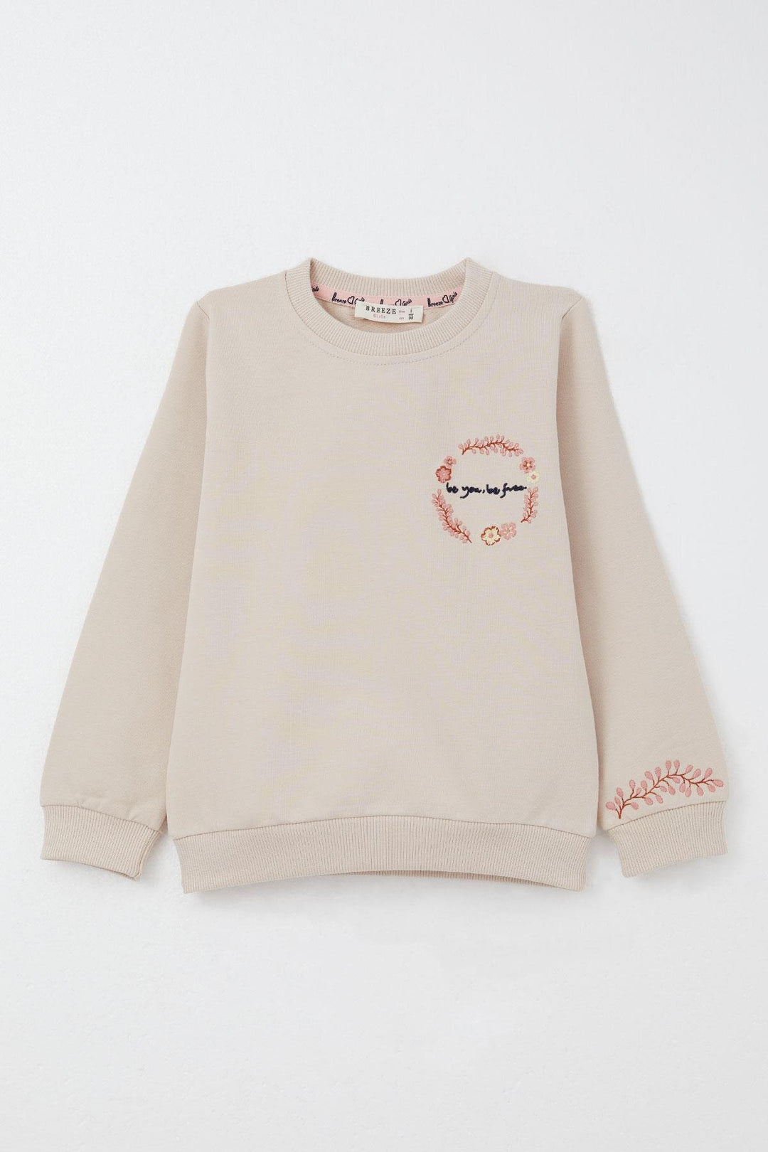 BRE Breeze Girl Child Tracksuit with Flower Embroidery, 1.5-5 Years, Beige - Flagstaff