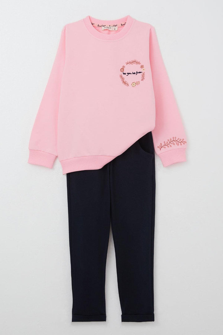 BRE Breeze Girl Child Tracksuit with Flower Embroidery, 1.5-5 Years, Pink - Yonkers