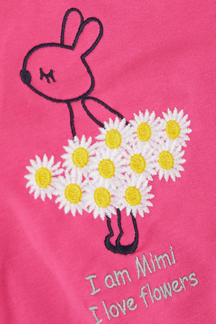 BRE Breeze Girl Child Tracksuit Flower Themed Bunny Embroidered 1-4 Years, Fuchsia - Meriden