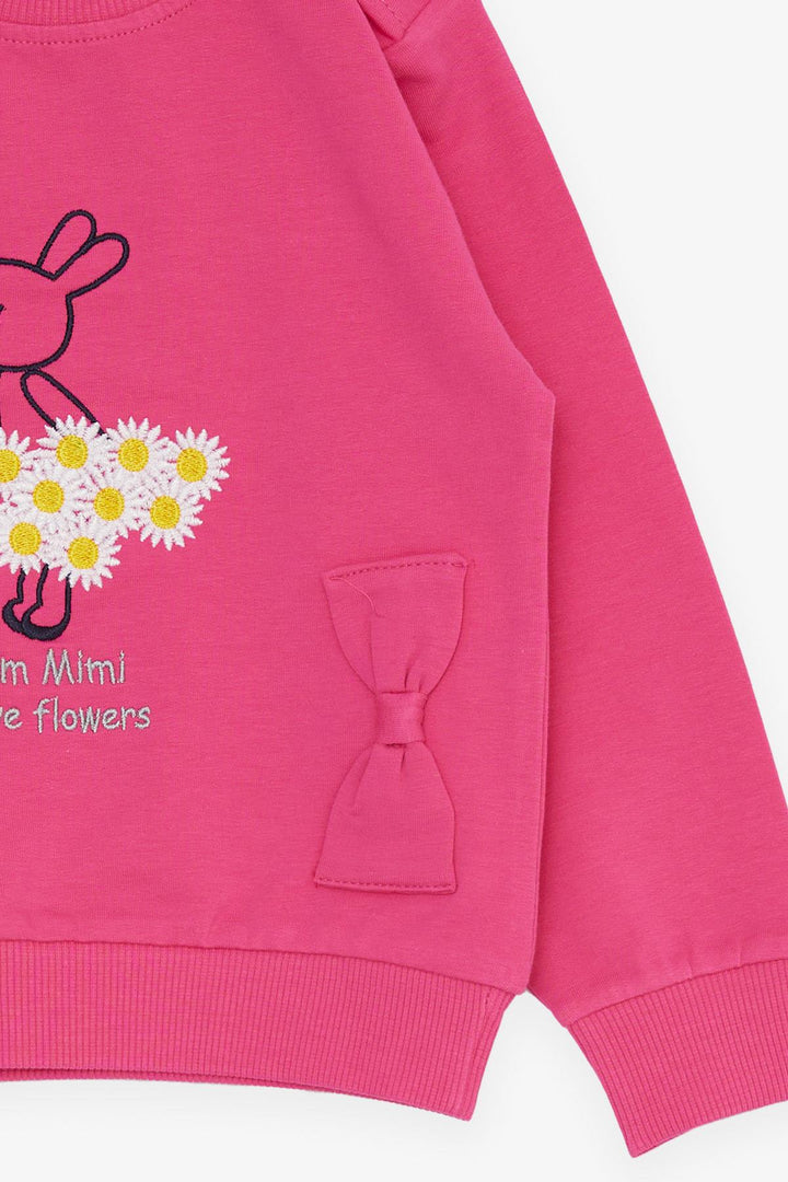 BRE Breeze Girl Child Tracksuit Flower Themed Bunny Embroidered 1-4 Years, Fuchsia - Meriden