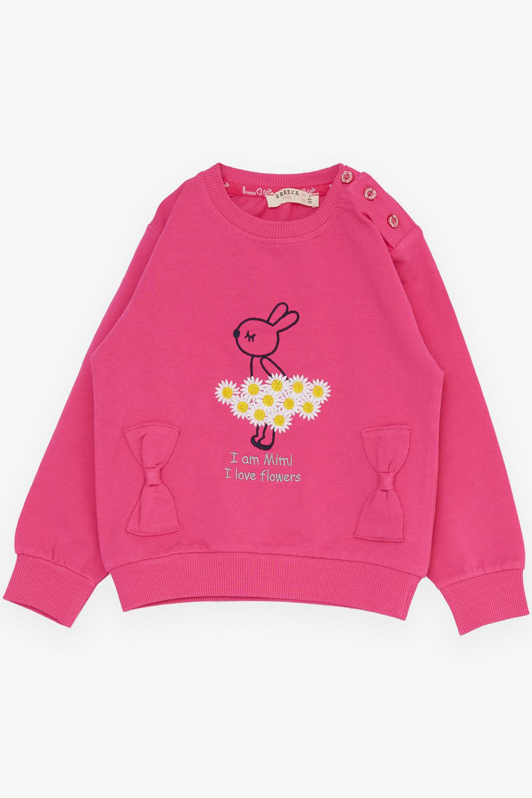 BRE Breeze Girl Child Tracksuit Flower Themed Bunny Embroidered 1-4 Years, Fuchsia - Meriden