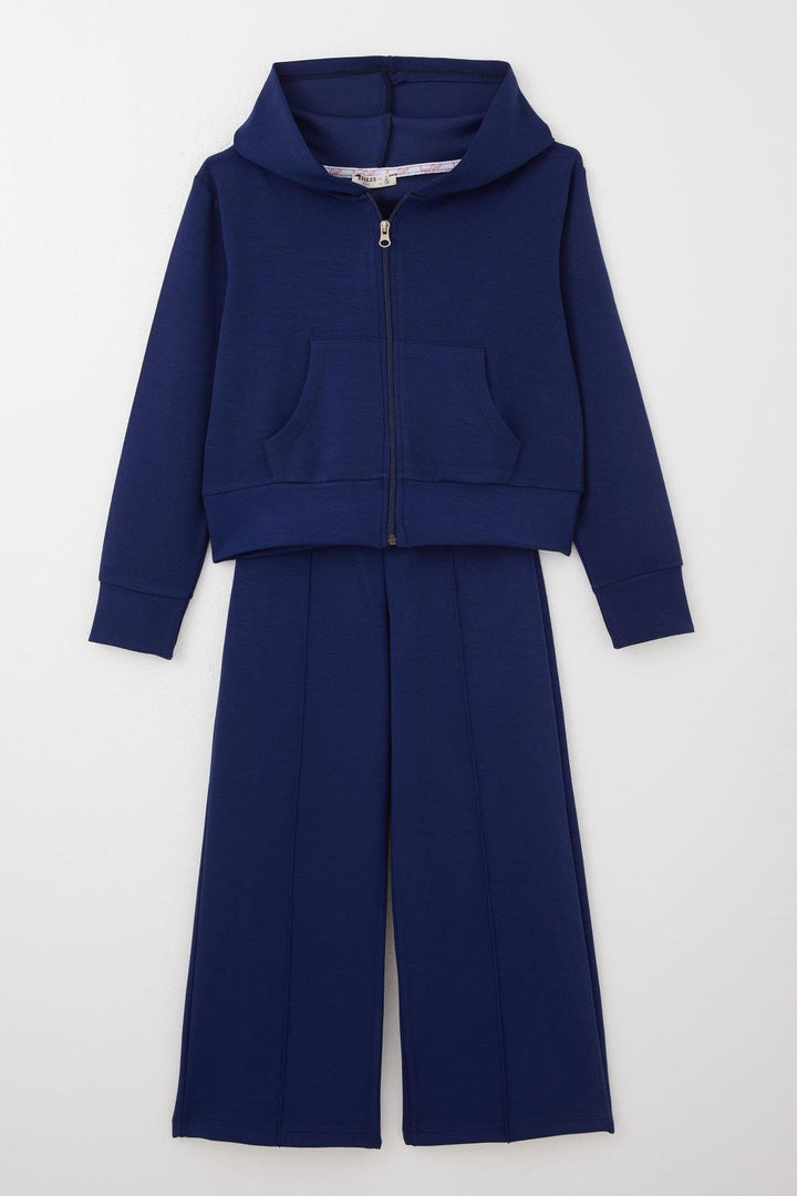 BRE Breeze Girl Child Tracksuit Set with Topstitched Hoodie 84 Years, Navy Blue - Monroe