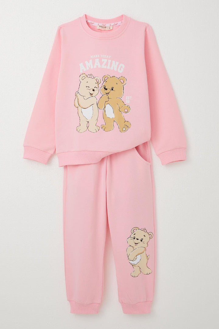 BRE Breeze Girl Child Tracksuit Fun Bear Printed 1.5-5 Years, Pink - Havant