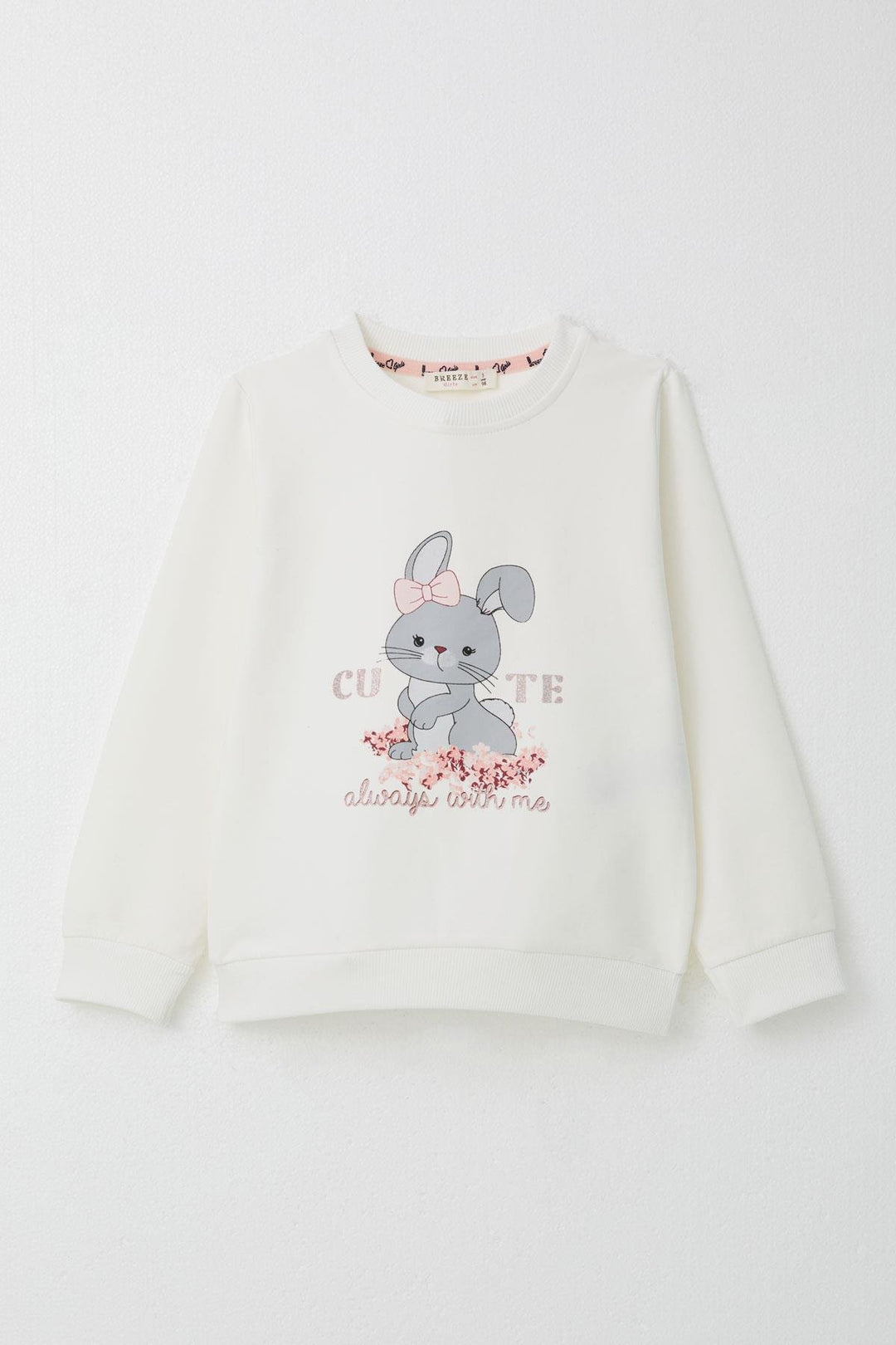 BRE Breeze Girl Child Tracksuit with Bow Cute Bunny Printed 1-4 Years, Beige - Marbella