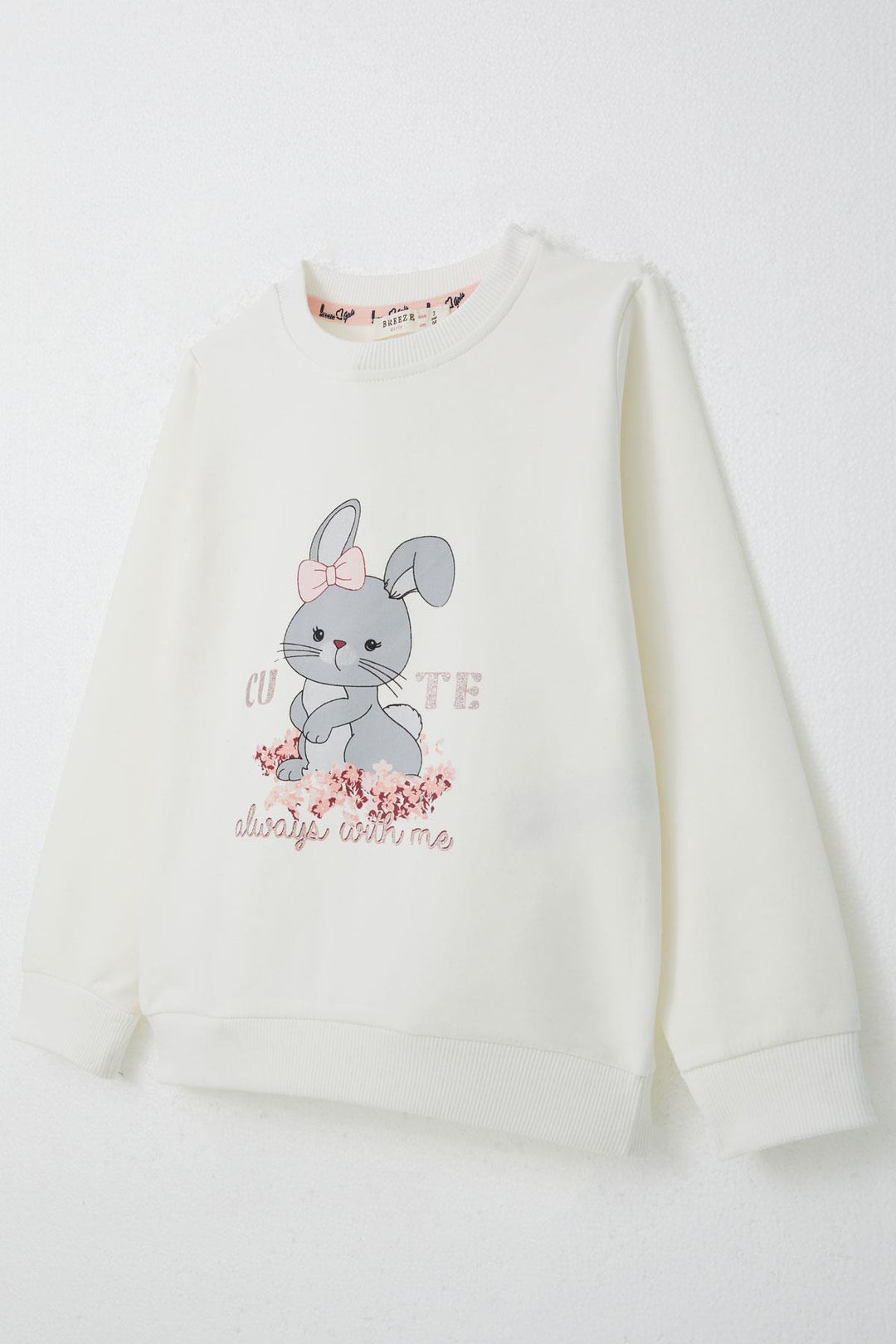 BRE Breeze Girl Child Tracksuit with Bow Cute Bunny Printed 1-4 Years, Beige - Marbella