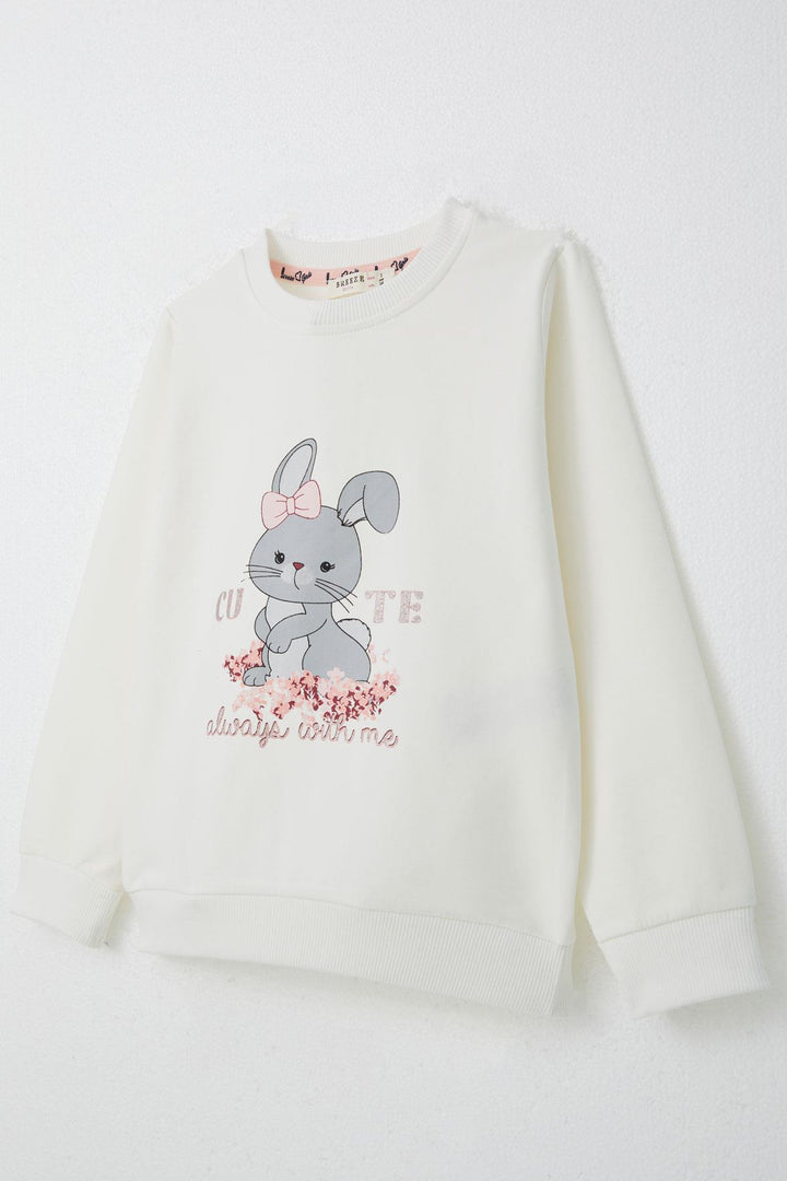 BRE Breeze Girl Child Tracksuit with Bow Cute Bunny Printed 1-4 Years, Beige - Marbella