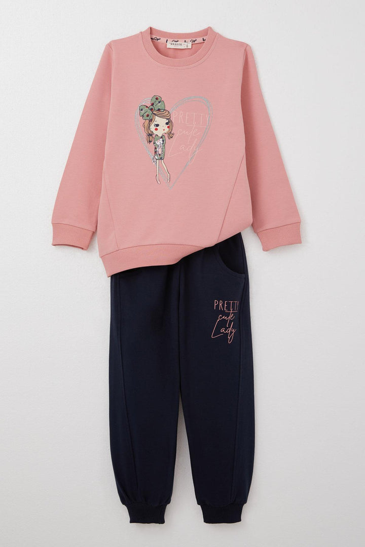 BRE Breeze Girl Child Tracksuit Cool Girl Printed 2-6 Years, Rose Pink - Roanne