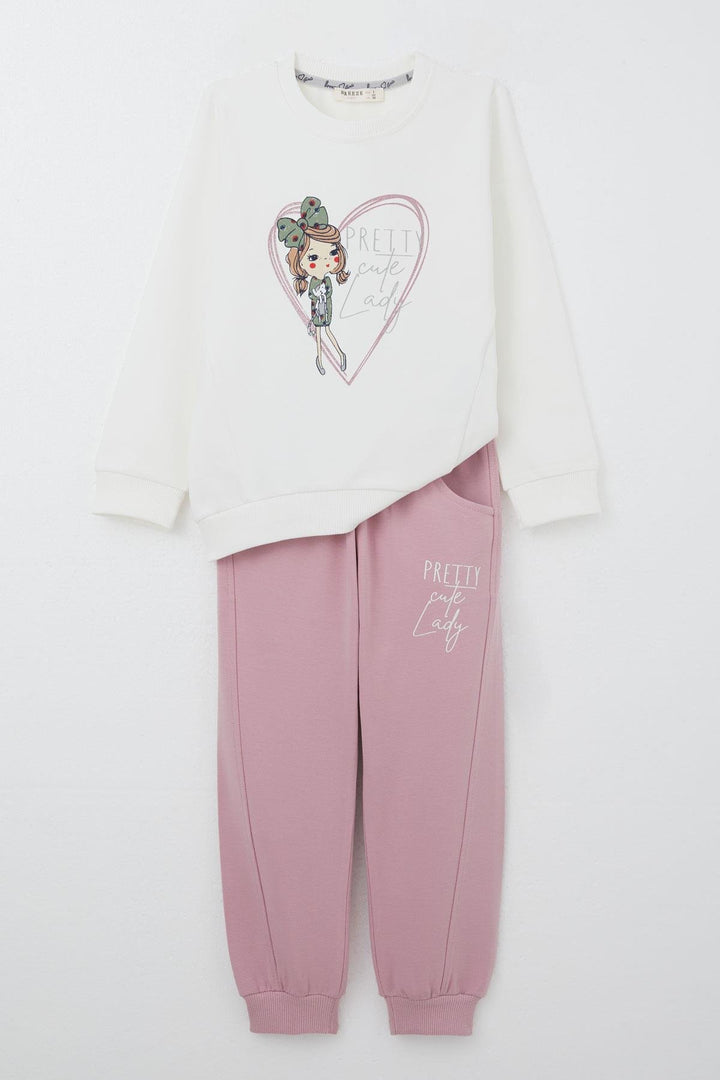 BRE Breeze Girl Child Tracksuit Cool Girl Printed 2-6 Years, Ecru - Cape Breton