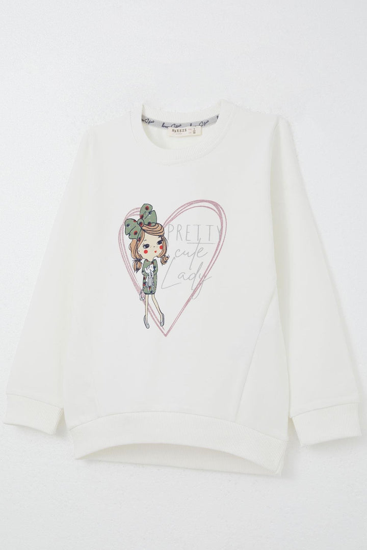 BRE Breeze Girl Child Tracksuit Cool Girl Printed 2-6 Years, Ecru - Cape Breton