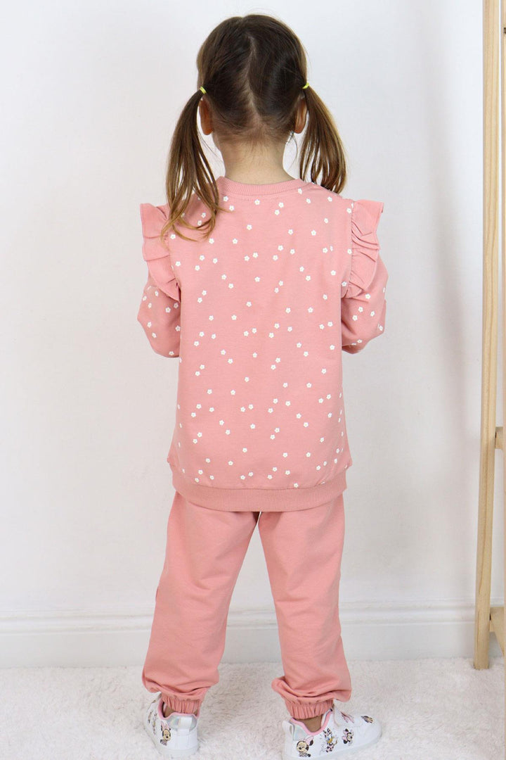 BRE Breeze Girl Child Tracksuit Set Embossed Text Printed Floral 4-8 Years, Rose Pink - Lamía