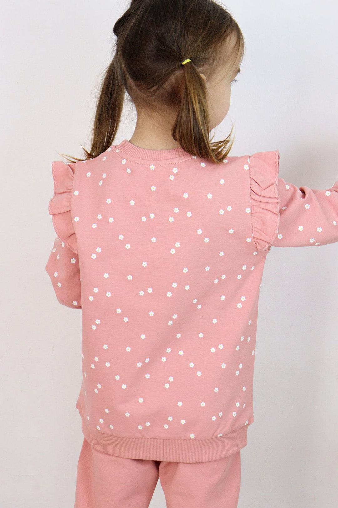 BRE Breeze Girl Child Tracksuit Set Embossed Text Printed Floral 4-8 Years, Rose Pink - Lamía