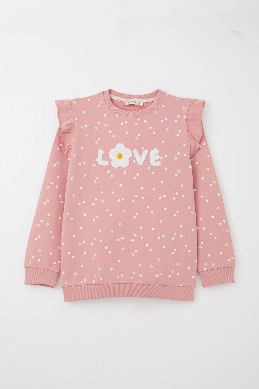 BRE Breeze Girl Child Tracksuit Set Embossed Text Printed Floral 4-8 Years, Rose Pink - Lamía