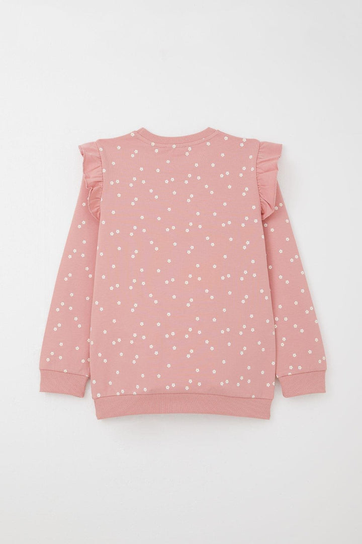 BRE Breeze Girl Child Tracksuit Set Embossed Text Printed Floral 4-8 Years, Rose Pink - Lamía
