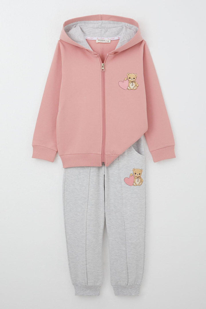 BRE Breeze Girl Child Tracksuit Set Heart Printed Baby Bear 1.5-5 Years, Rose Pink - Medicine Hat
