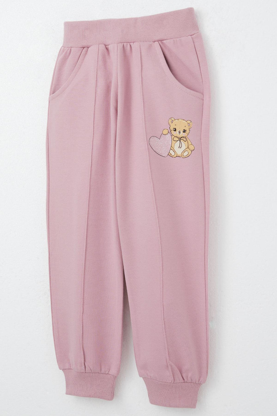 BRE Breeze Girl Child Tracksuit Set Heart Printed Baby Bear 1.5-5 Years, Beige - Redwood City