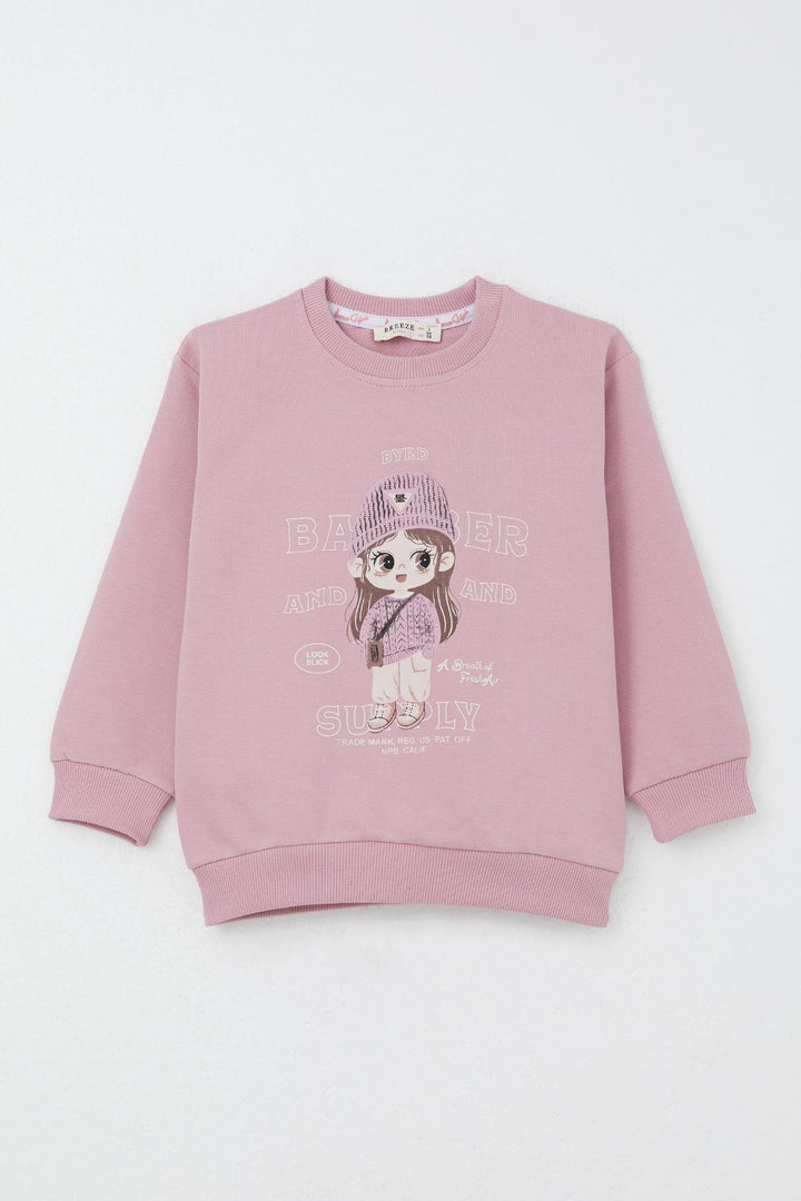 BRE Breeze Girl Child Tracksuit Winter Themed Cute Girl Printed 3-8 Years, Pink - Antibes