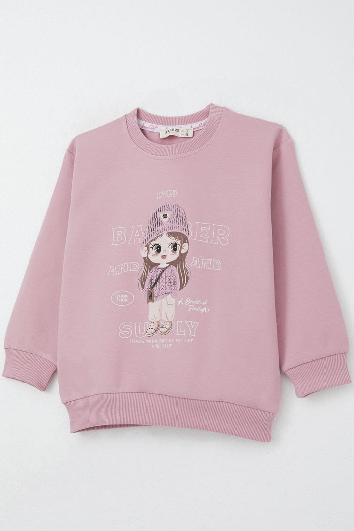 BRE Breeze Girl Child Tracksuit Winter Themed Cute Girl Printed 3-8 Years, Pink - Antibes