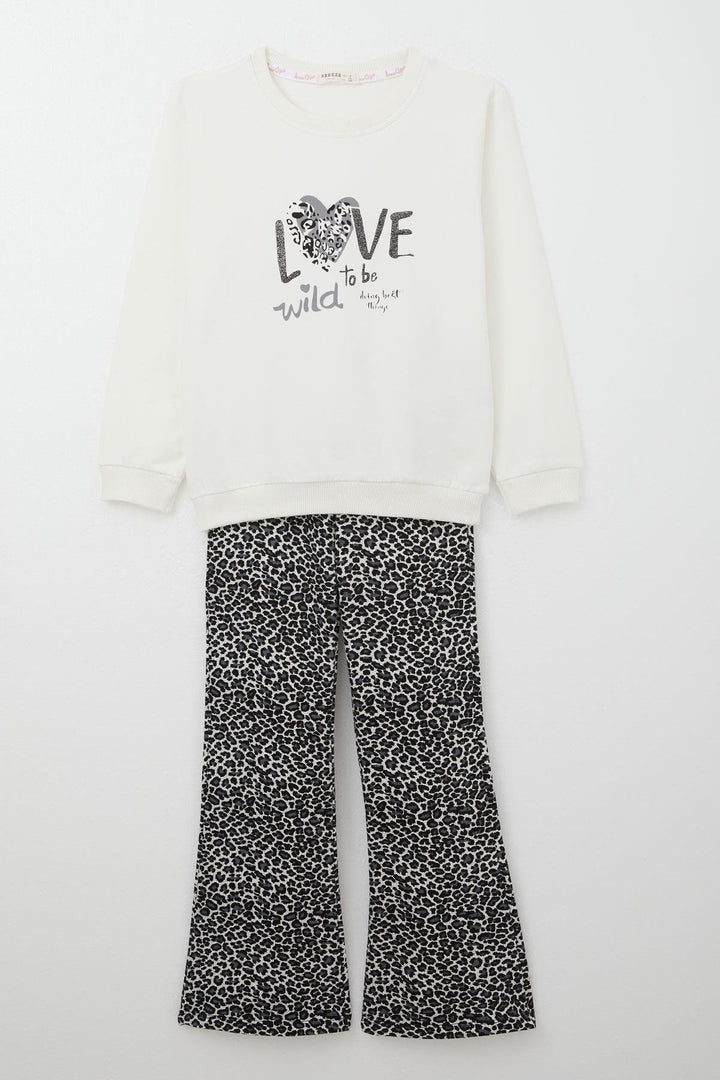BRE Breeze Girl Child Tracksuit Leopard Spanish Pants 5-9 Years, Ecru - Pistoia