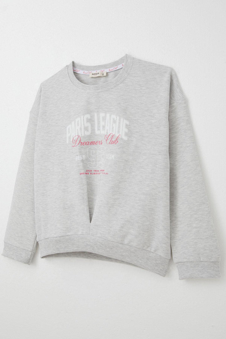 BRE Breeze Girl Child Tracksuit League Themed Front V Stitched 50 Years, Light Grey Melange - Martinez
