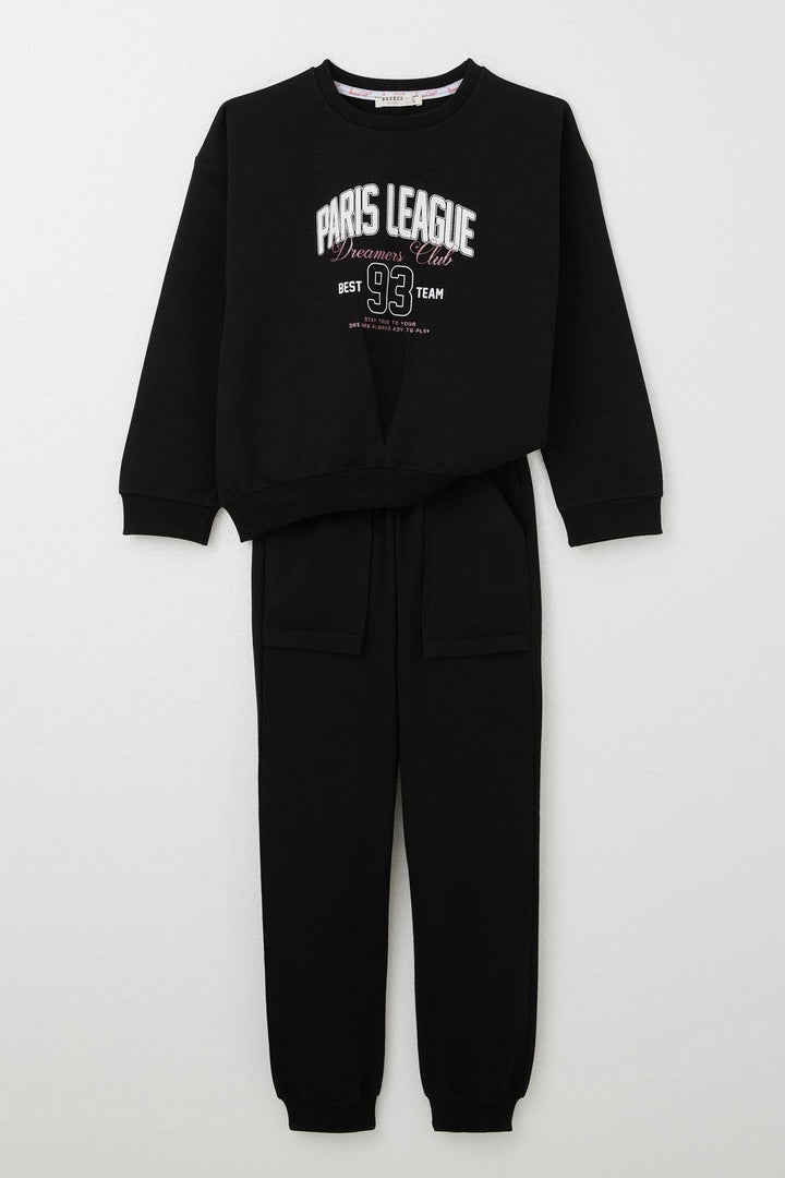 BRE Breeze Girl Child Tracksuit League Themed Front V Stitched 50 Years, Black - Teziutlan